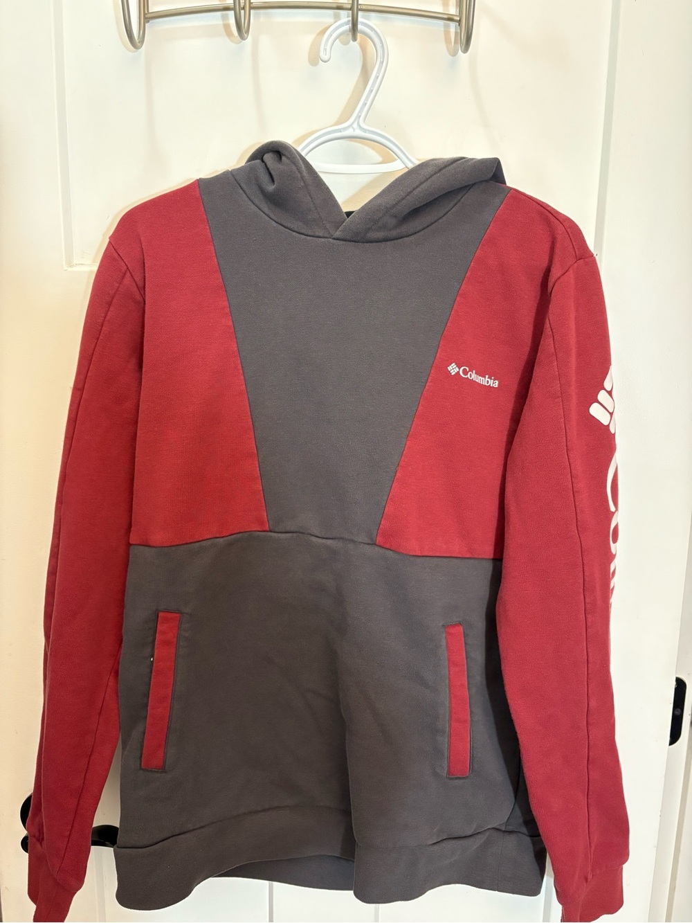 Columbia Two-Tone Hooded Sweatshirt - Red & Gray
